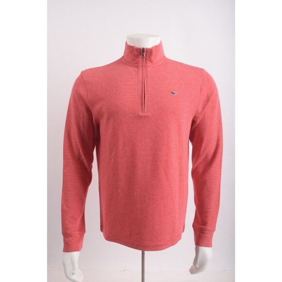 Vineyard Vines Mens Saltwater Quarter Zip Shirt Top Size S Red Stripe NWT - Picture 1 of 6